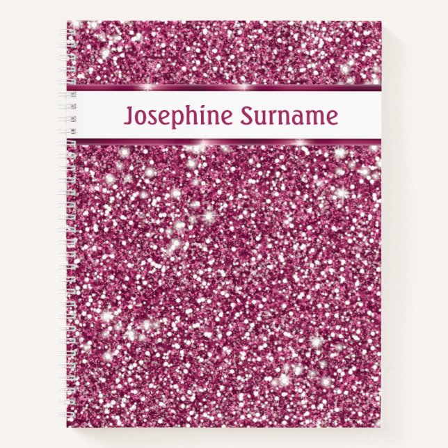Carnet Texture de scintillement rose faux avec texte pers (Devant)