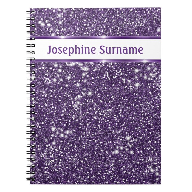 Carnet Texture de scintillement violet faux avec texte pe (Devant)
