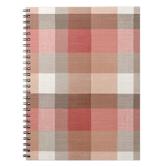 Carnet Texture de tissu à carreaux rustique chaud en cora (Devant)