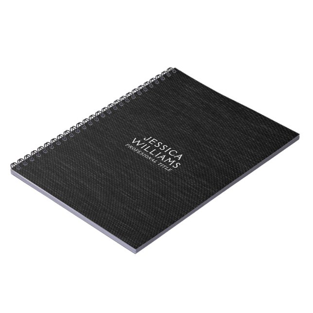 Carnet Texture de tissu gris foncé, typographie gris clai (Côté gauche)