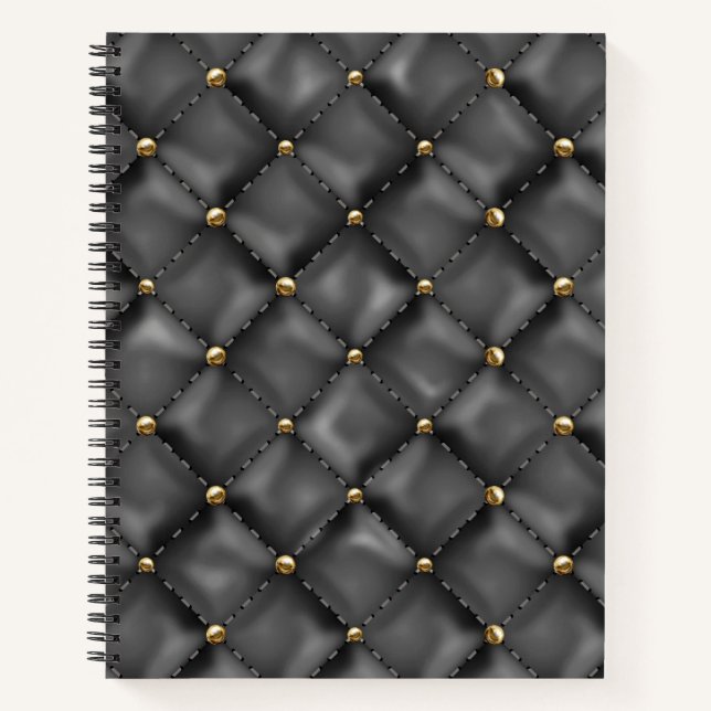 Carnet Texture en cuir brillant avec perles d'or (Devant)