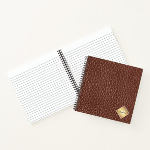 Carnet Texture en faux cuir marron personnalisée avec mon