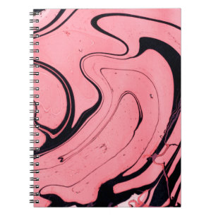 Carnet Texture en marbre rose et noir. Peint à la main