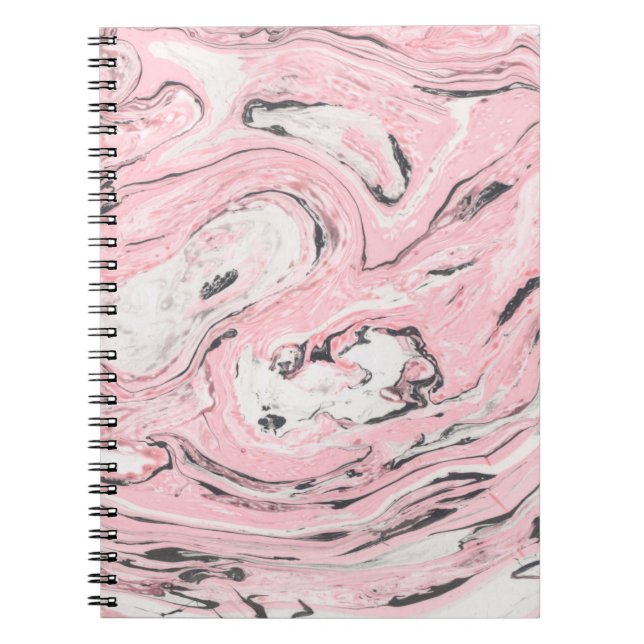 Carnet Texture en marbre rose et noir. Retour abstrait mo (Devant)