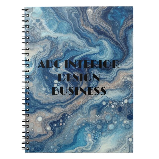 Carnet Texture et typographie en marbre argenté bleu mode (Devant)
