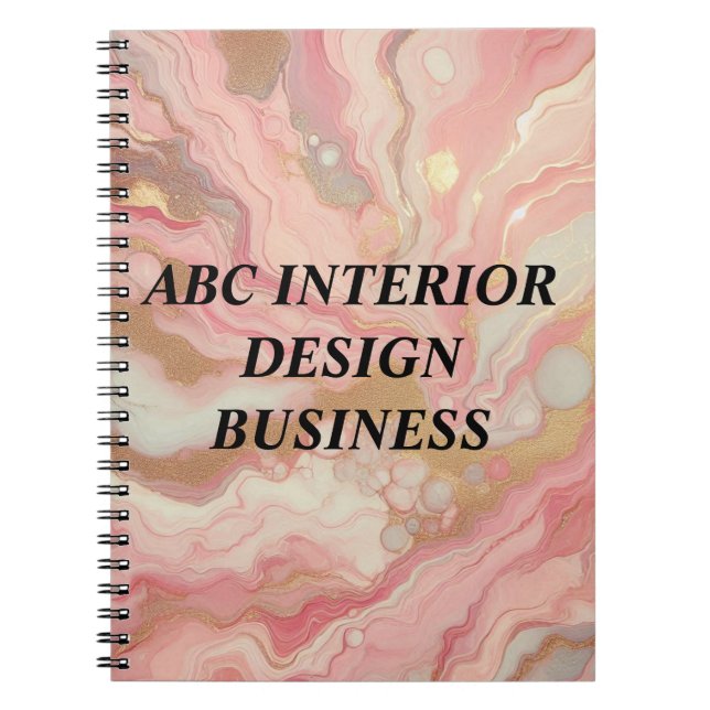 Carnet Texture et typographie modernes en marbre rose arg (Devant)