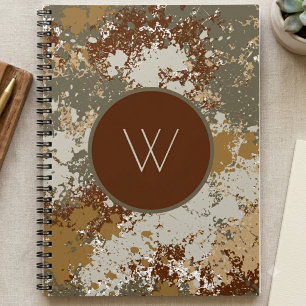 Carnet Texture Grunge Tons Terre avec Monogramme Moderne
