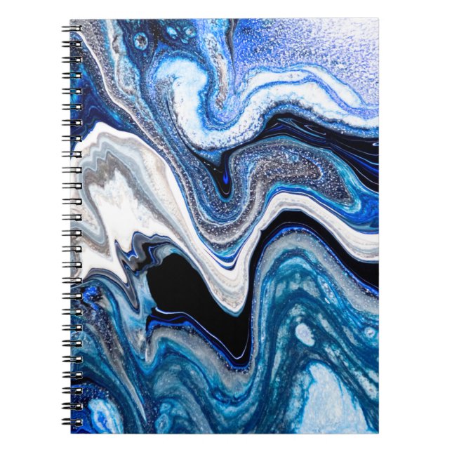 Carnet texture liquide Abstraite en marbre blanc argenté (Devant)
