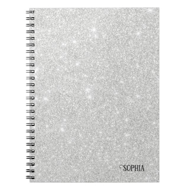 Carnet Texture Parties scintillant argent blanc brillant  (Devant)