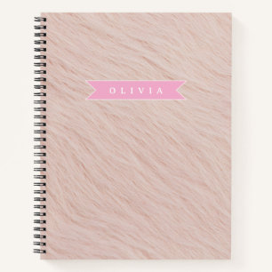 Carnet Texture personnalisée de fausse fourrure floue ros
