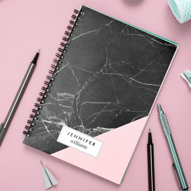 Carnet Texture tendance en marbre noir (Créateur téléchargé)