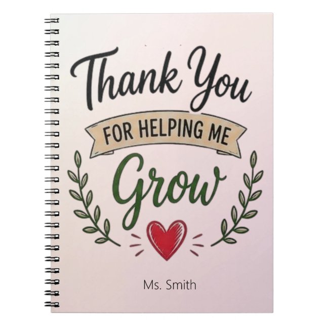 Carnet Thank You for Helping Me Grow Personalized (Devant)