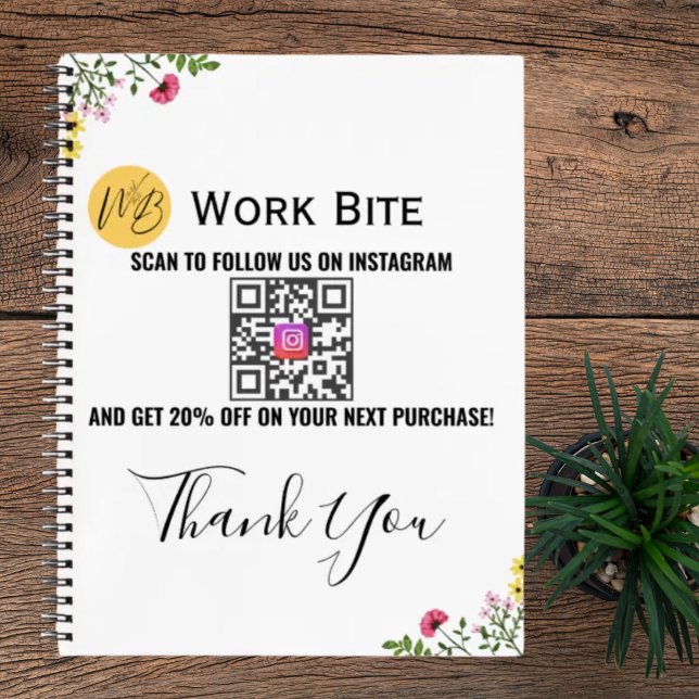 Carnet Thank You Wildflower Business Instagram Qr Code (Créateur téléchargé)