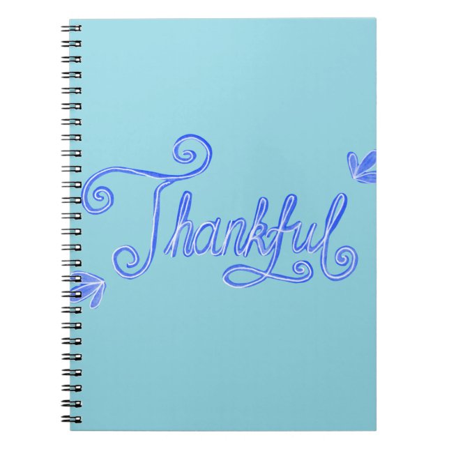Carnet Thankful blue hand lettering (Devant)