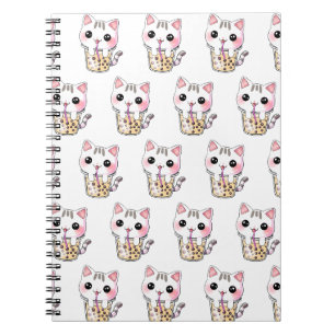 Carnet Thé à bulles chat kawaii