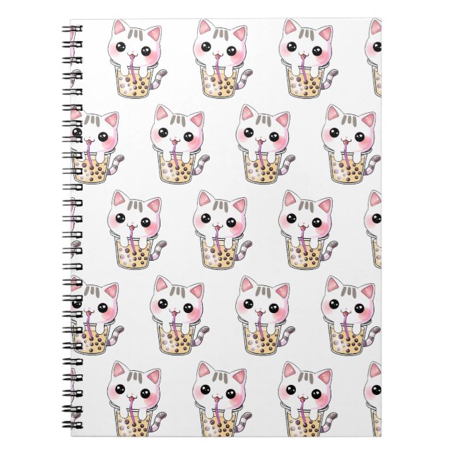Carnet Thé à bulles chat kawaii (Devant)
