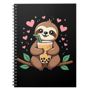 Carnet Thé à bulles de lait Boba de paresseux mignon Kawa