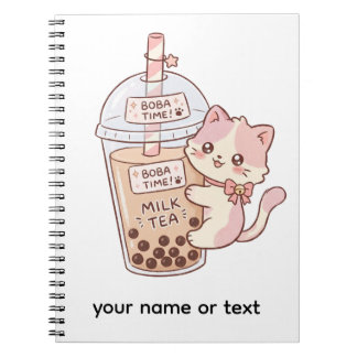 Carnet Thé au Lait Bulles avec un Chat Mignon | Thé aux P