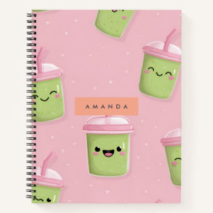 Carnet Thé de lait Pastel Kawaii Matcha personnalisé