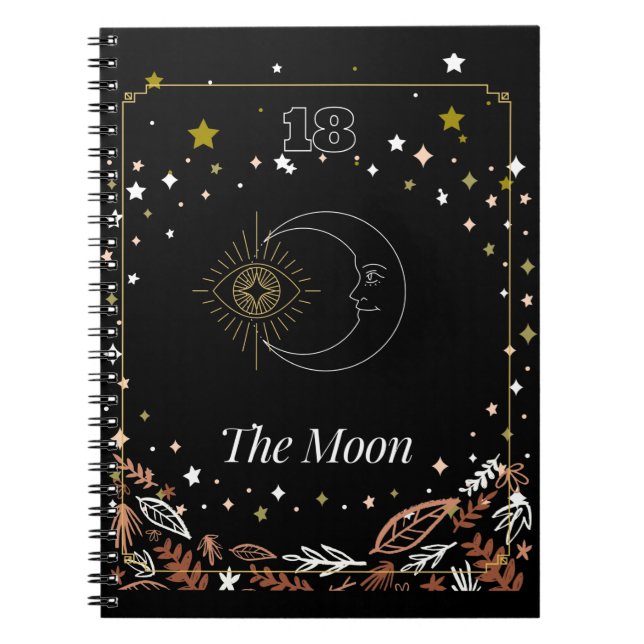 Carnet The Moon tarot card art, celestial (Devant)