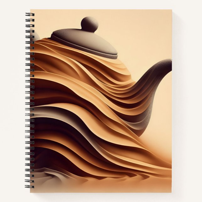 Carnet Théière abstraite minimaliste Zen fluide (Devant)