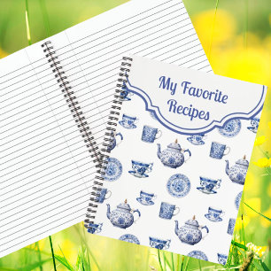 Carnet Théière personnalisée bleu blanc chinoiserie vinta