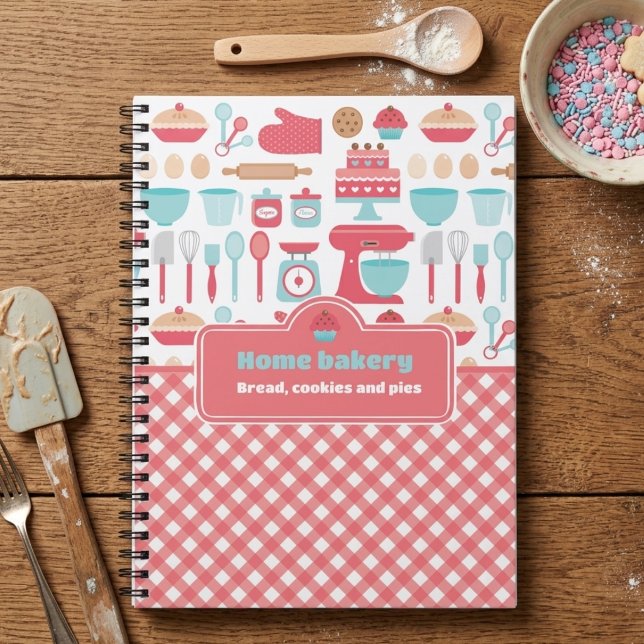 Carnet Thème de cuisine mignon Carrelage rouge Gingham  (Cute Kitchen Theme Baking Red Gingham Notebook)