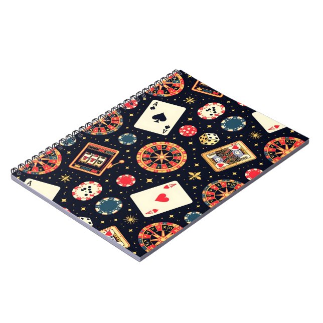 Carnet Thème de motif de casino sur fond noir (Côté gauche)
