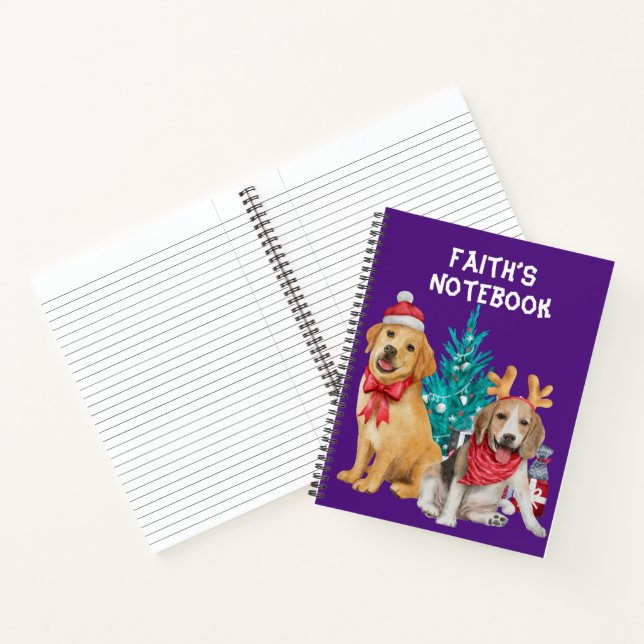 Carnet Thème de Noël de Chiens mignons (Intérieur)