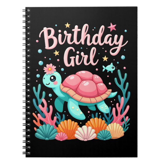 Carnet Thème de tortue de mer pour fille d'anniversaire F (Devant)
