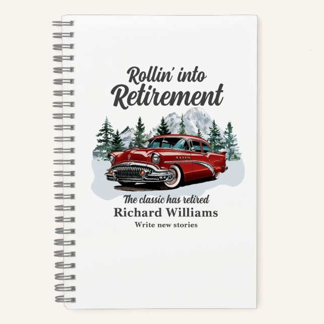 Carnet Thème de voyage de retraite voiture rétro classiqu (Recto)
