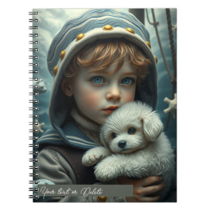 Carnet Thème nautique Garçon tenant son chiot jouet