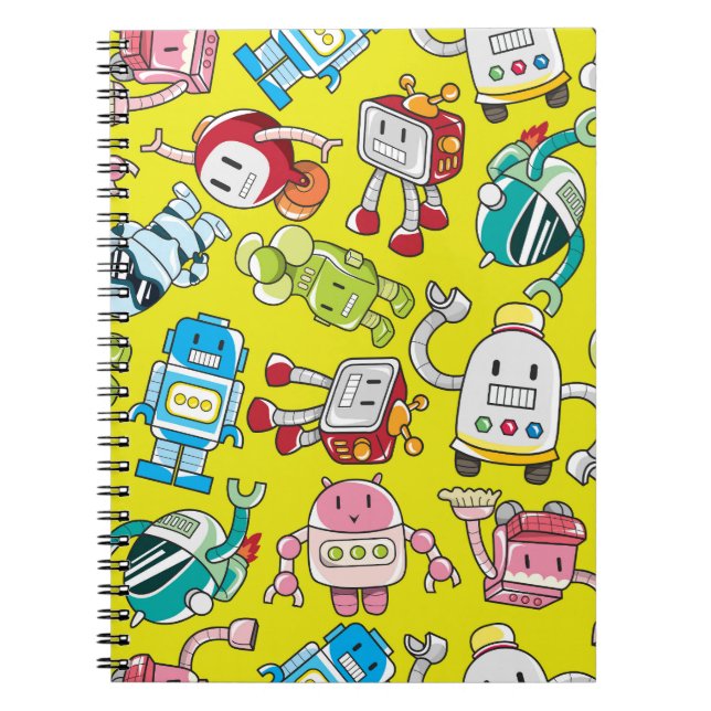 Carnet Thème Robot : Motif coloré sans couture. (Devant)