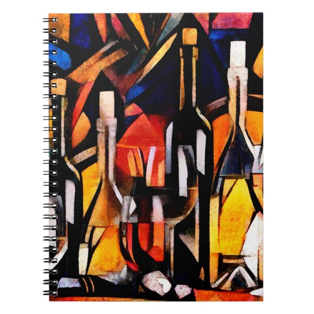 Carnet Thèmes du vin dans le style du cubisme. Bouteilles (Devant)