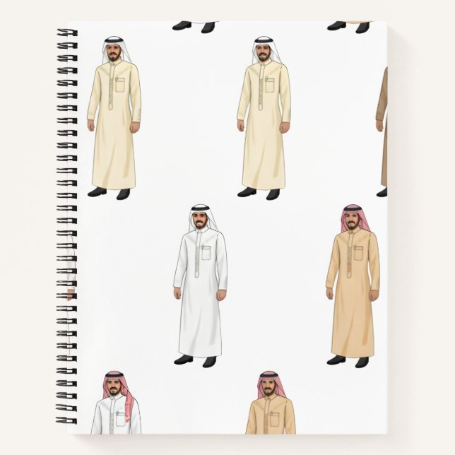 Carnet Thobe traditionnel saoudien pour hommes (Devant)
