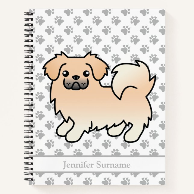 Carnet Tibétain Spaniel Crème Chien de Dessin Animé Migno (Devant)