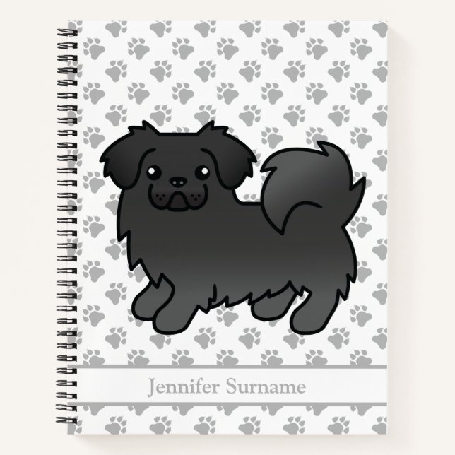 Carnet Tibétain Spaniel Noir Chien de Dessin Animé Mignon (Devant)