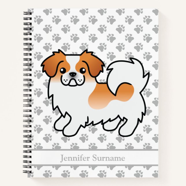 Carnet Tibétain Spaniel Parti-Couleur Rouge Chien Mignon  (Devant)