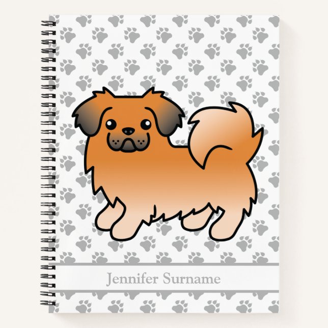 Carnet Tibétain Spaniel Rouge Sable Chien de Dessin Animé (Devant)