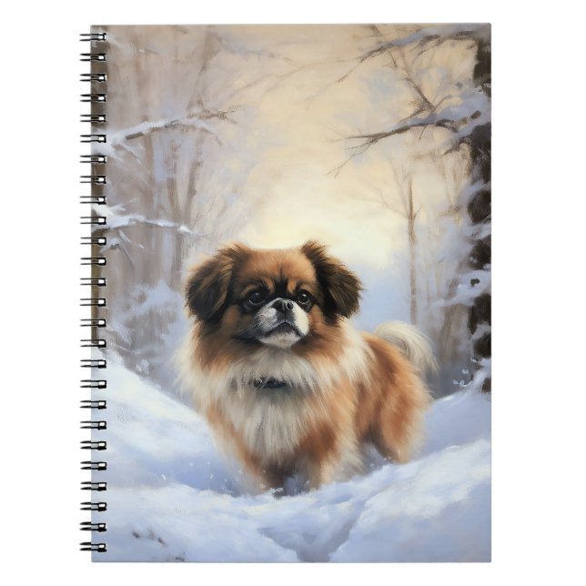 Carnet Tibetan Spaniel Qu'il neige Noël  (Devant)