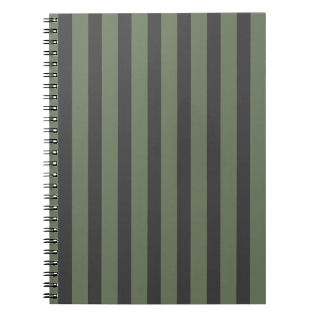 Carnet Tic vert olive rayé moderne (Devant)