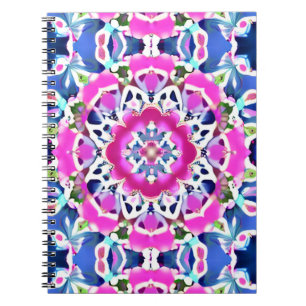 Carnet Tie Dye Mandala Motif Denim bleu et rose