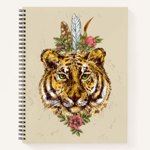 Carnet Tiger Boho Style Portrait