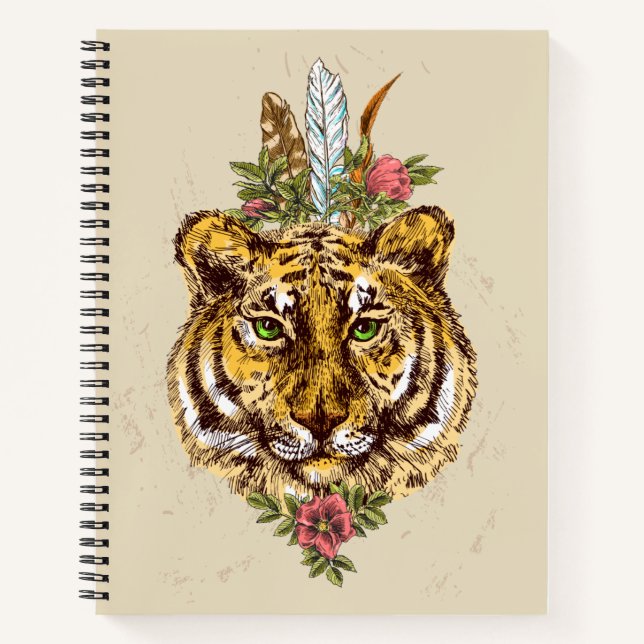 Carnet Tiger Boho Style Portrait (Devant)