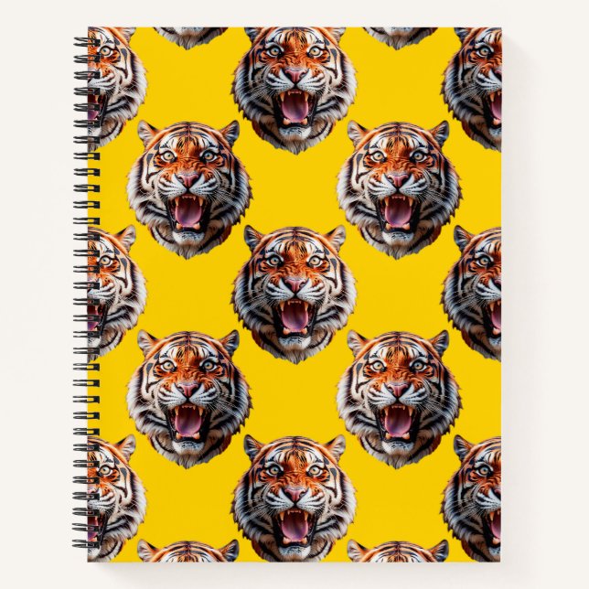 Carnet Tiger Head Pattern Design Yellow  (Devant)