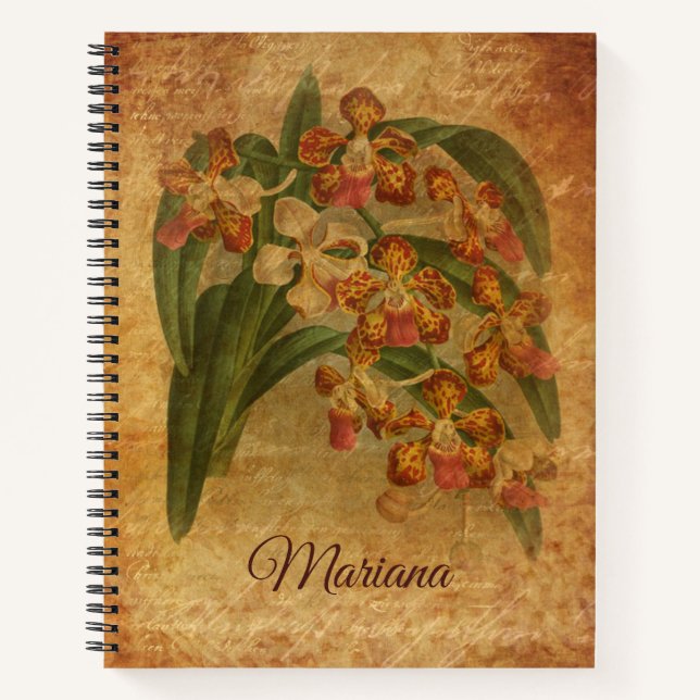 Carnet Tiger Orchid Style papier Vintage (Devant)