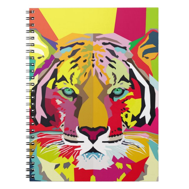 Carnet Tiger Pop Art Portrait, pop, tigre, animal, facial (Devant)