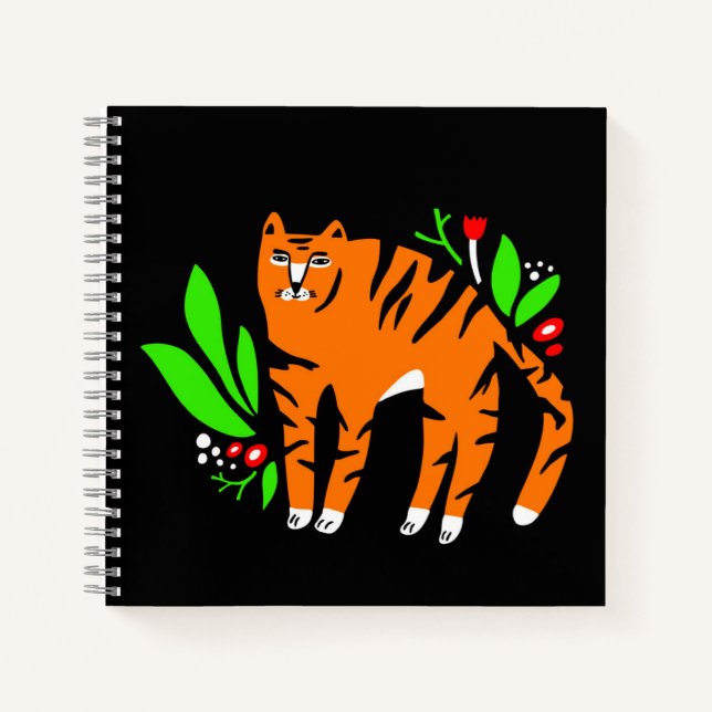 Carnet Tigre à flowers (Devant)