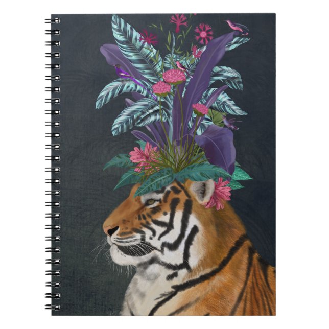 Carnet Tigre avec tête tropicale (Devant)