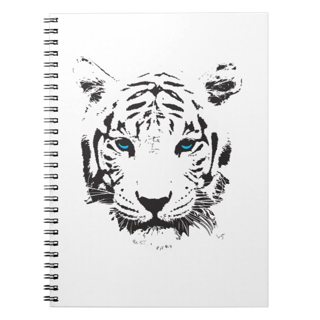 Carnet Tigre blanc aux yeux bleus (Devant)